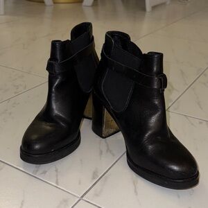 Topshop Shiny Black Ankle Booties